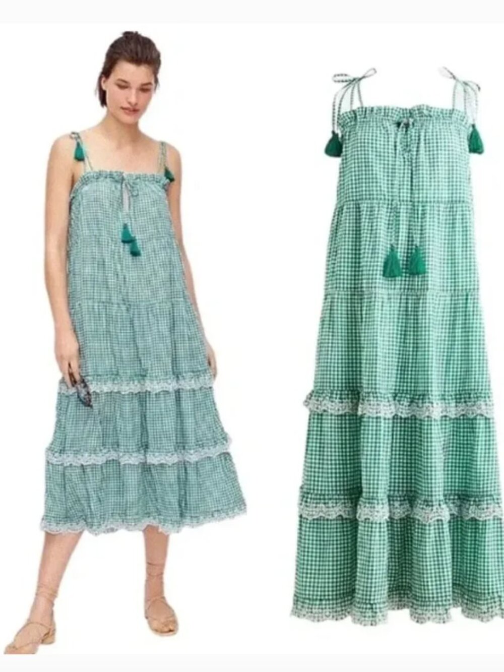 💚🤍 J Crew dress, green & white gingham, Size: small 💚🤍